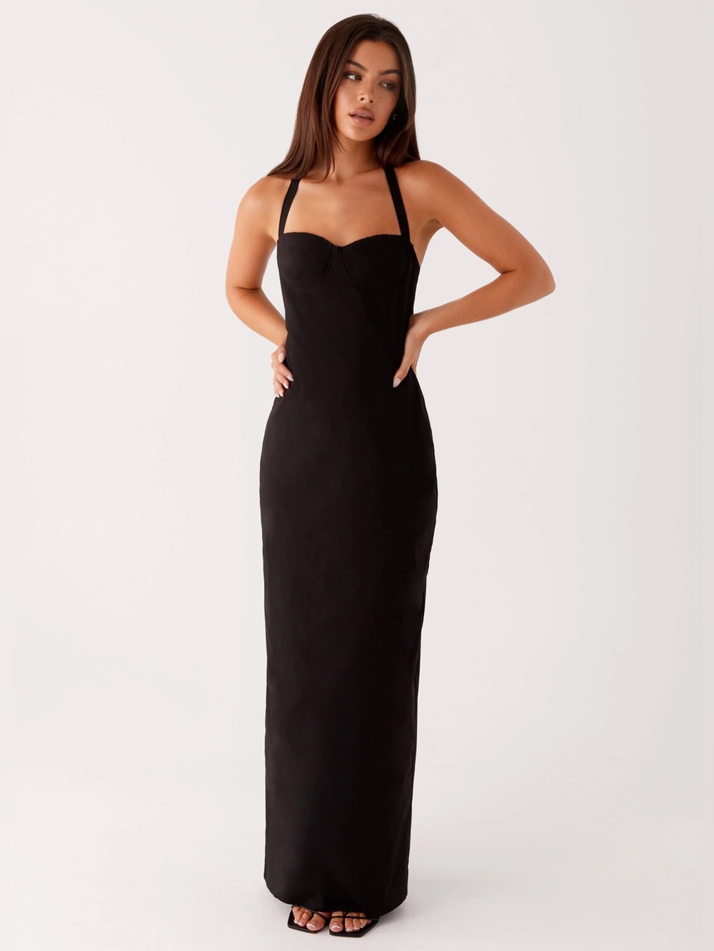 Black Halter Maxi Dress Peppermayo